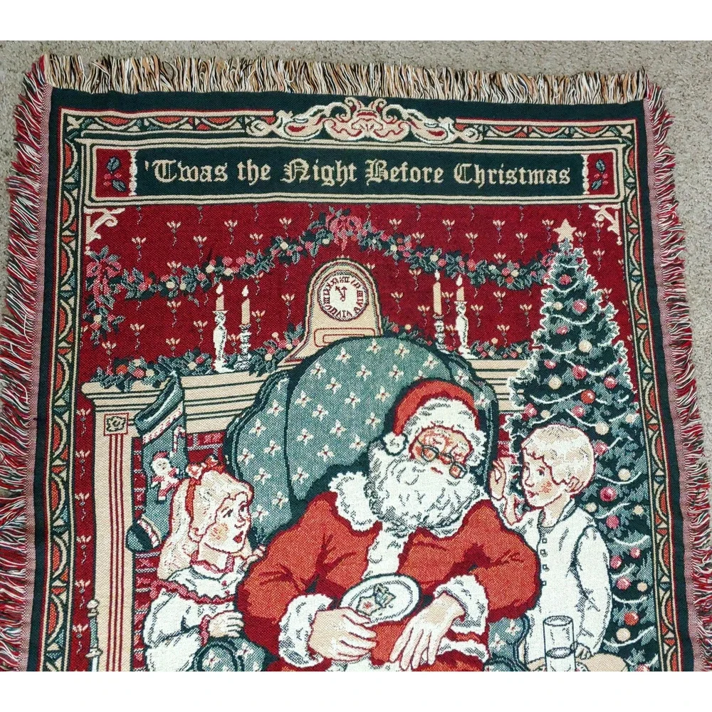 Holiday Tapestry Throw Blanket-Wall‎ Hanging-Night Before Christmas-Whiteaker